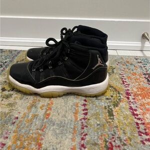 Jordan Black and White High-Top Sneakers with Yellowed Outsole